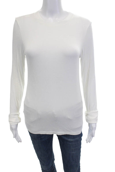 Splits 59 Women Basic White Rayon Blend Long Sleeve Crew Neck T-Shirt Size L