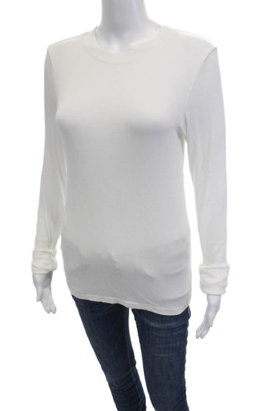 Splits 59 Women Basic White Rayon Blend Long Sleeve Crew Neck T-Shirt Size L