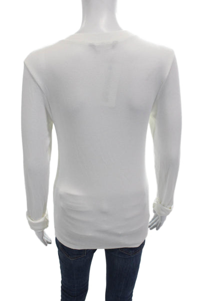 Splits 59 Women Basic White Rayon Blend Long Sleeve Crew Neck T-Shirt Size L