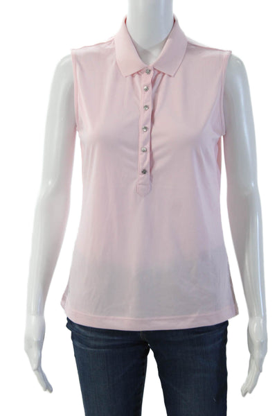 Daily Sports Womens Basic Polo Pink Collared Sleeveless Polyester Size M