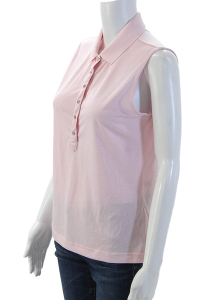 Daily Sports Womens Basic Polo Pink Collared Sleeveless Polyester Size M