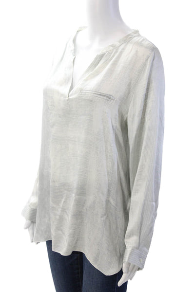 Amina Rubinacci Womens Tunic Blouse White Seta V-Neck Long Sleeve Size 48