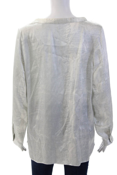 Amina Rubinacci Womens Tunic Blouse White Seta V-Neck Long Sleeve Size 48