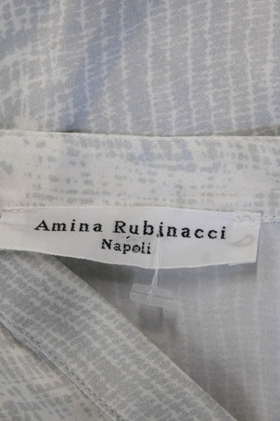 Amina Rubinacci Womens Tunic Blouse White Seta V-Neck Long Sleeve Size 48