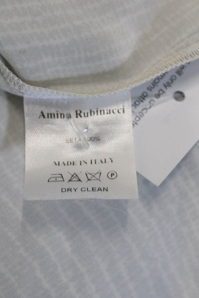 Amina Rubinacci Womens Tunic Blouse White Seta V-Neck Long Sleeve Size 48