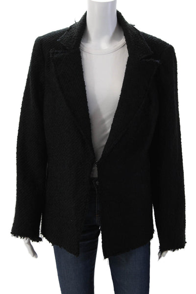 Finley Womens Black Collared Blazer Long Sleeve Hook Eye Size M