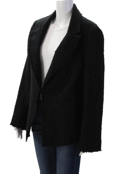 Finley Womens Black Collared Blazer Long Sleeve Hook Eye Size M