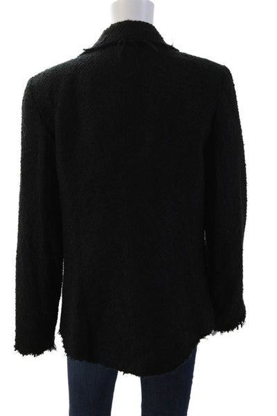 Finley Womens Black Collared Blazer Long Sleeve Hook Eye Size M