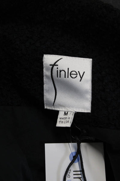 Finley Womens Black Collared Blazer Long Sleeve Hook Eye Size M