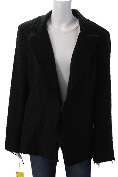 Finley Women Black Collared Hook&Eye Blazer Acrylic Cotton Long Sleeve Size L
