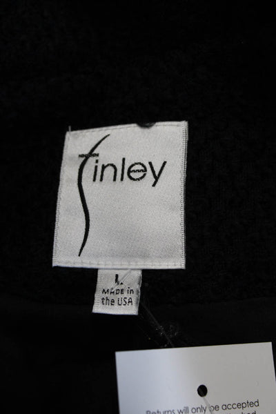 Finley Women Black Collared Hook&Eye Blazer Acrylic Cotton Long Sleeve Size L