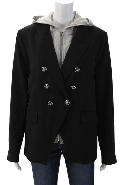 Renuar Unisex Black Blazer Long Sleeve Button Solid Classic Size 12