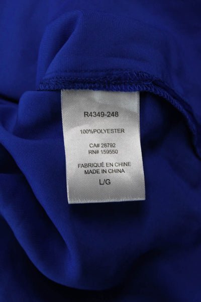 Renuar Women Shirt Dress Blue Collared Button Long Sleeve 100% Polyester Size L