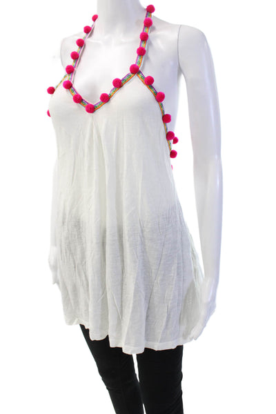 Pitusa Womens Boho White Sleeveless Camisole Tunic Petite Size One Size