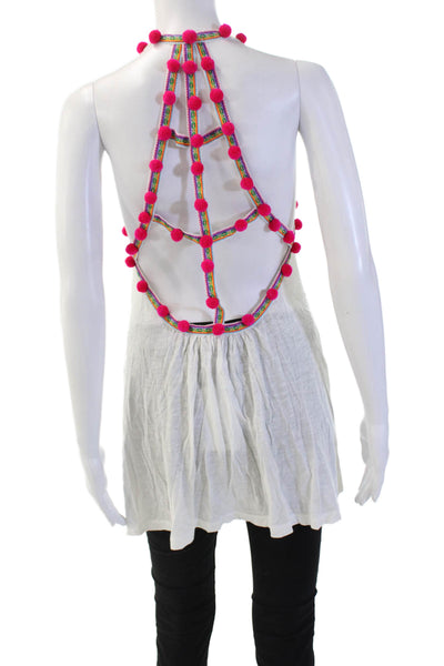 Pitusa Womens Boho White Sleeveless Camisole Tunic Petite Size One Size