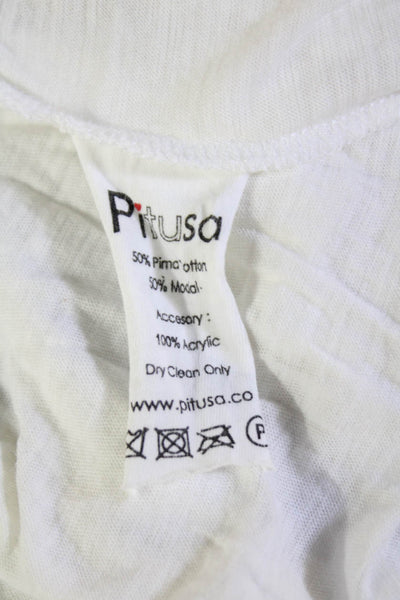 Pitusa Womens Boho White Sleeveless Camisole Tunic Petite Size One Size