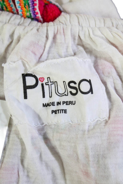 Pitusa Womens Boho White Sleeveless Camisole Tunic Petite Size One Size