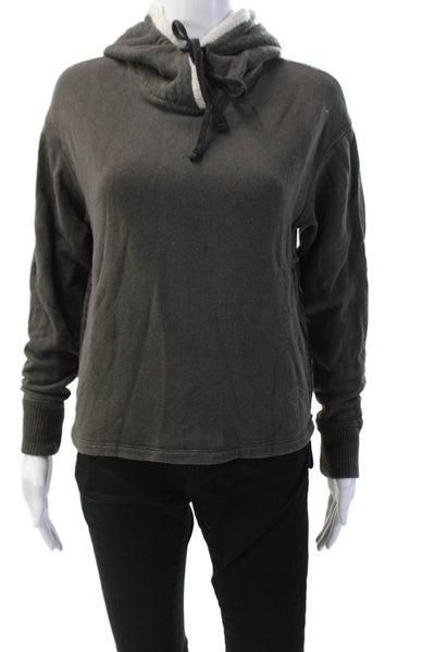 Standard James Perse Women Pullover Hoodie Dark Gray Drawstring Size 0