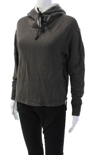 Standard James Perse Women Pullover Hoodie Dark Gray Drawstring Size 0