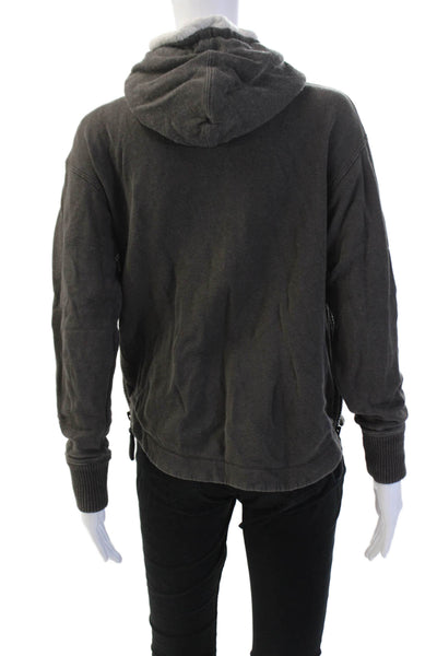 Standard James Perse Women Pullover Hoodie Dark Gray Drawstring Size 0