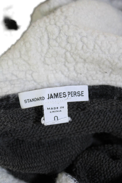 Standard James Perse Women Pullover Hoodie Dark Gray Drawstring Size 0