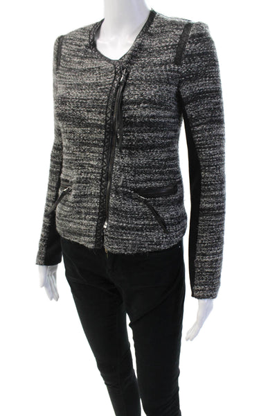 Rebecca Taylor Women Biker Motorcycle Jacket Black Zip Size 0