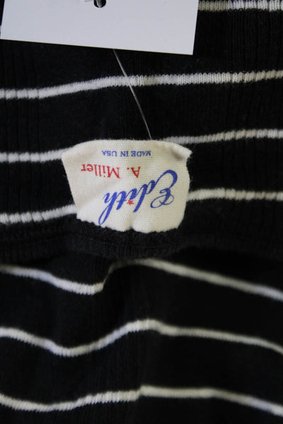 Edith A. Miller Women Striped Black Cotton Blend T-Shirt Dress Size S