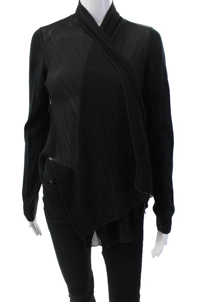 Roberto Collina Women Designer Black High Neck Long Sleeve Blouse Size S