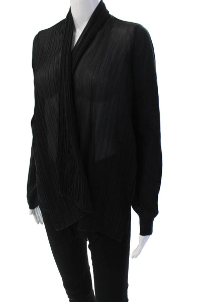 Roberto Collina Women Designer Black High Neck Long Sleeve Blouse Size S