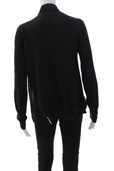 Roberto Collina Women Designer Black High Neck Long Sleeve Blouse Size S