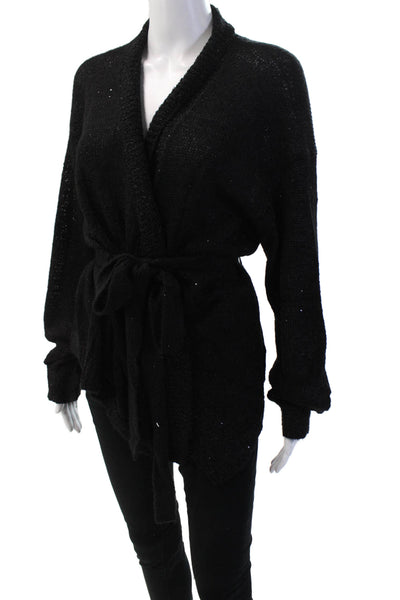 Renuar Unisex Cardigan Sweater Black Tie Closure Long Sleeve Solid Size XL