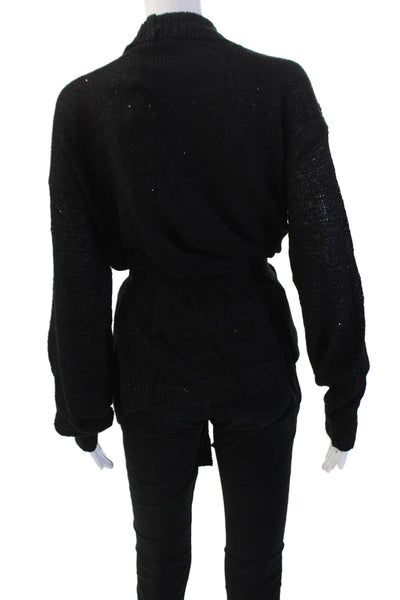 Renuar Unisex Cardigan Sweater Black Tie Closure Long Sleeve Solid Size XL