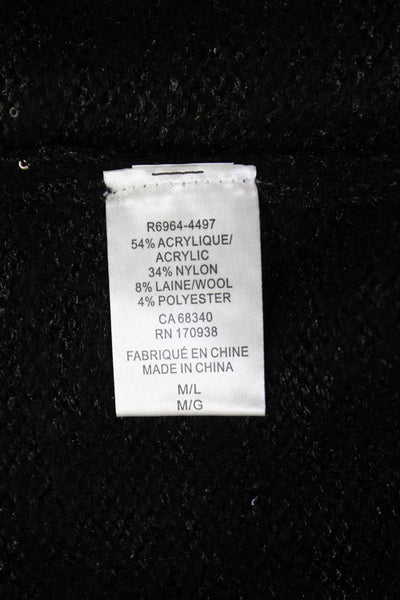 Renuar Unisex Cardigan Sweater Black Tie Closure Long Sleeve Solid Size XL