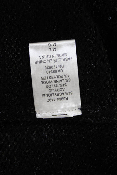 Renuar Unisex Black V-Neck Cardigan Long Sleeve Tie Closure Size M