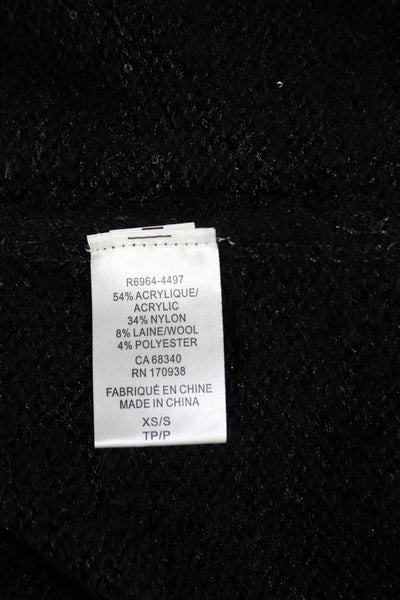 Renuar Unisex Cardigan Black Acrylic Wool Blend Long Sleeve Solid Size XS