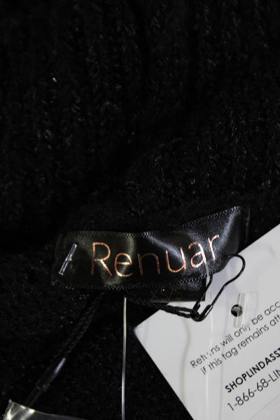 Renuar Unisex Cardigan Black Acrylic Wool Blend Long Sleeve Solid Size XS