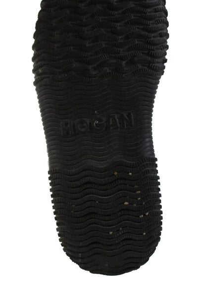 Hogan Womens Lace Up Round Toe Leather Combat Boots Black Size 38.5