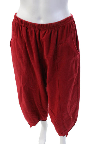 Cynthia Ashbury Vintage Unisex Cropped Sweatpants Red Cotton Bohemian Size S