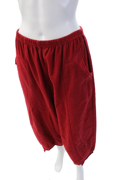 Cynthia Ashbury Vintage Unisex Cropped Sweatpants Red Cotton Bohemian Size S