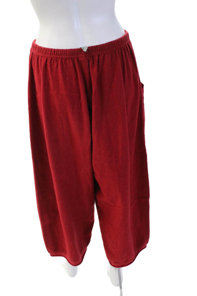 Cynthia Ashbury Vintage Unisex Cropped Sweatpants Red Cotton Bohemian Size S