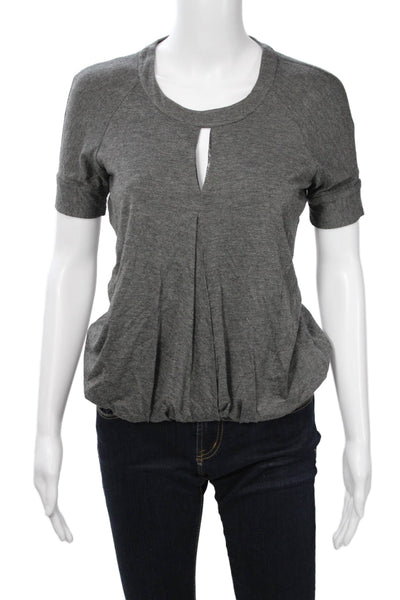 Elizabeth and James Women Dark Gray Round Neck T-Shirt Short Sleeve Size 2XS
