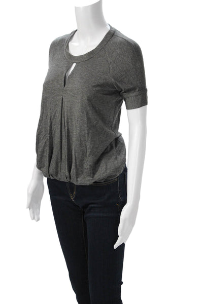Elizabeth and James Women Dark Gray Round Neck T-Shirt Short Sleeve Size 2XS