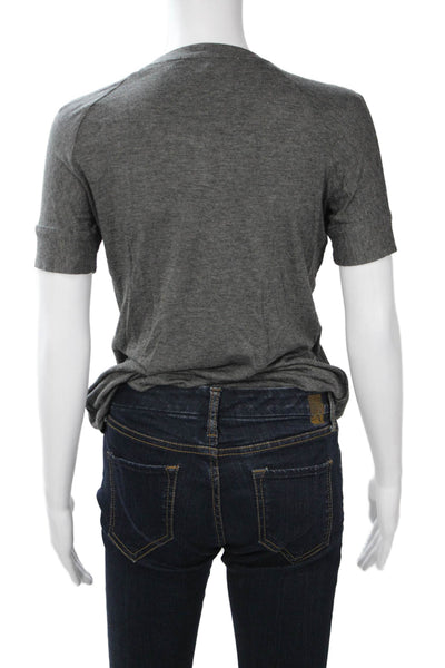 Elizabeth and James Women Dark Gray Round Neck T-Shirt Short Sleeve Size 2XS