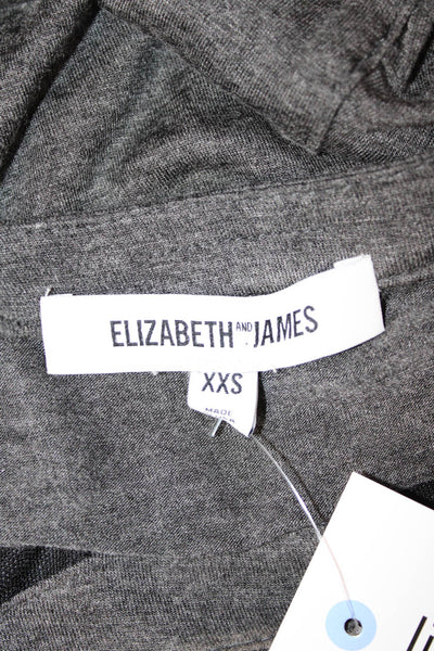 Elizabeth and James Women Dark Gray Round Neck T-Shirt Short Sleeve Size 2XS