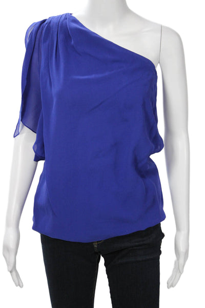 Alice + Olivia Women Silk Sleeveless Blouse Blue Designer Size S