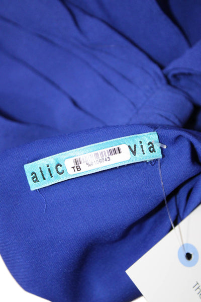 Alice + Olivia Women Silk Sleeveless Blouse Blue Designer Size S