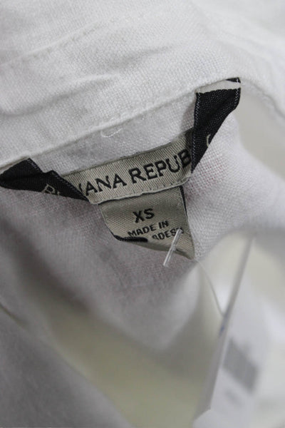 Banana Republic Womens Cropped Linen V-Neck Button Short Sleeve Blouse Size XS