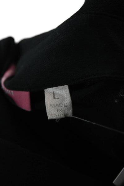 Isaac Mizrahi Women Black 100% Silk Collared Button-Up Long Sleeve Top Size L