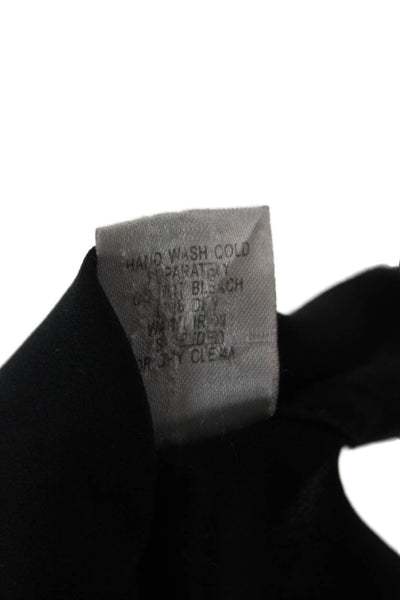 Isaac Mizrahi Women Black 100% Silk Collared Button-Up Long Sleeve Top Size L