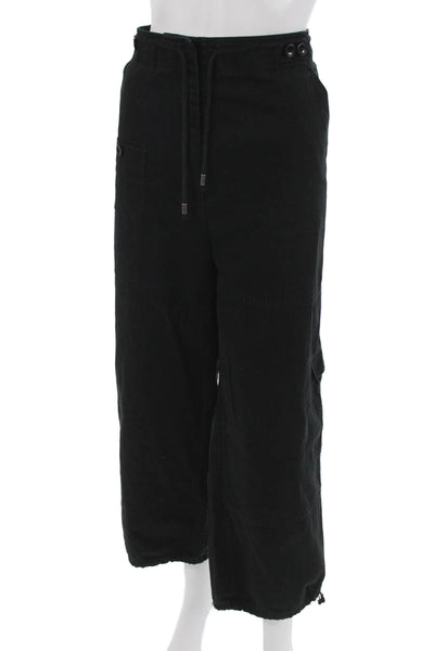 Toteme Unisex Cropped Cargo Pants Black Cotton Blend Size 30